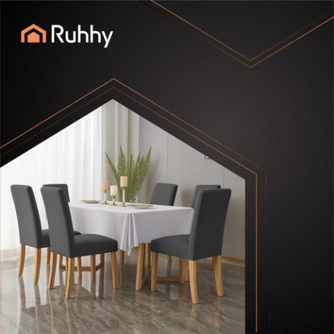 Чохли-накидки Ruhhy на стільці - 6 шт. темно-сірі