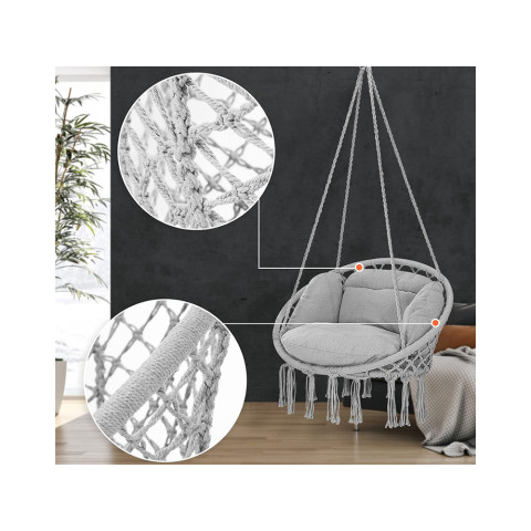Гамак подвесное кресло с подушкой аист серый
