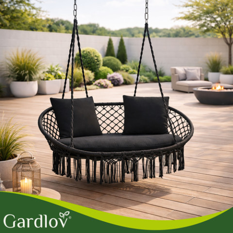 Подушка для садової гойдалки GARDLOV гніздо лелеки для 2 осіб чорна
