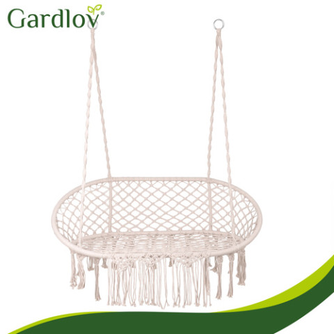 Садова гойдалка Gardlov "Гніздо лелеки" двомісна до 300 кг + 3 подушки бежева