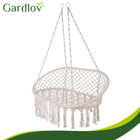 Садова гойдалка Gardlov "Гніздо лелеки" двомісна до 300 кг + 3 подушки бежева