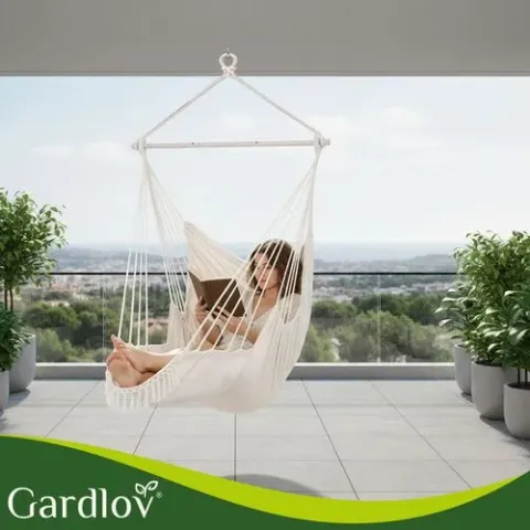 Садове підвісне крісло гойдалка 2в1 Gardlov 27388 бежевий