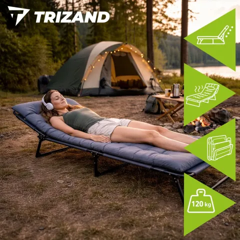 Складной садовый шезлонг 192x68x28 см Trizand 27633 серый