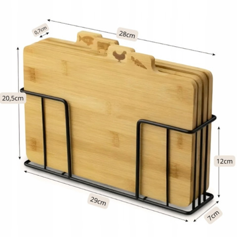 Набір бамбукових дошок 4 шт. на підставці Zolta