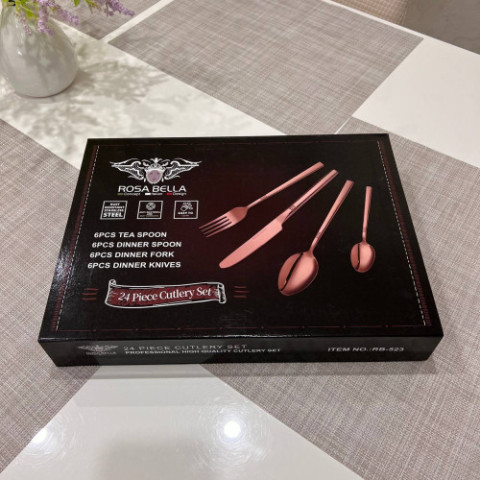 Набір столових приладів Rosa Bella 24 шт Червоне Золото
