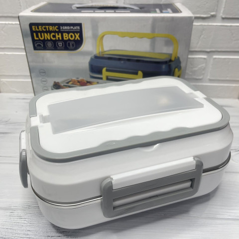 Електричний ланчбокс з підігрівом 220В/12В 1400 мл від мережі та авто білий