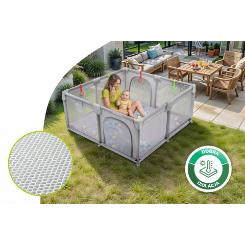 Дитячий манеж з підтримуючими ручками Harmony 140 x 140 см + 50 кульок