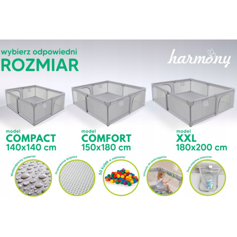 Дитячий манеж з підтримуючими ручками Harmony 180 x 150 см + 50 кульок