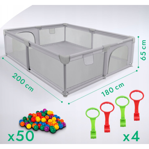 Великий дитячий манеж 180×200 см Harmony XXL з кульками 50 шт