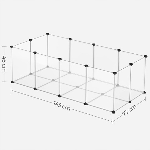 Вольєр манеж 143 x 73 x 46 см Songmics LPC002W для маленьких тварин прозорий