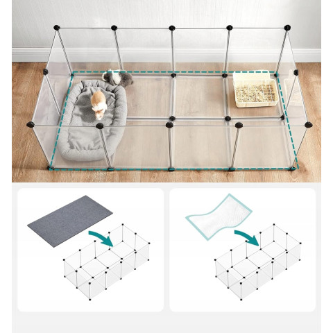 Вольєр манеж 143 x 73 x 46 см Songmics LPC002W для маленьких тварин прозорий