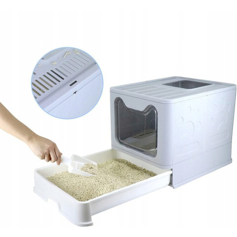 Великий закритий туалет Dimentiq для котів з висувною системою і лопаткою