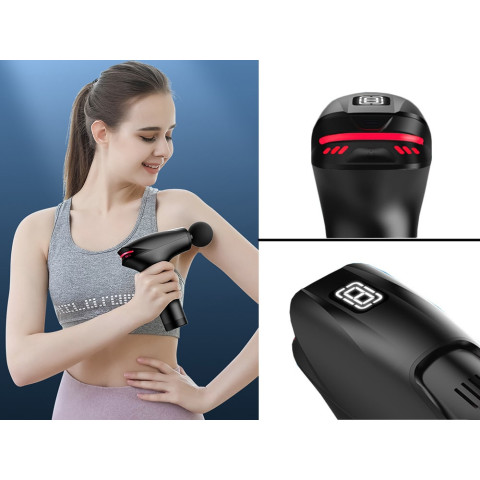Вібраційний масажний пістолет для ніг спини тіла 5 насадок чорний
