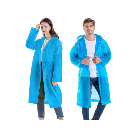 Плащ дождевик с капюшоном синий.
