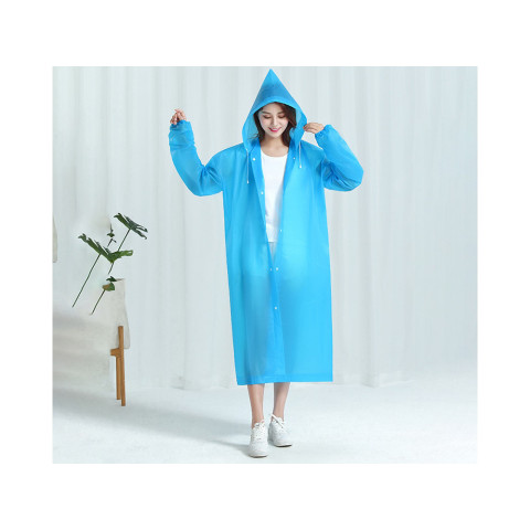 Плащ дождевик с капюшоном синий.