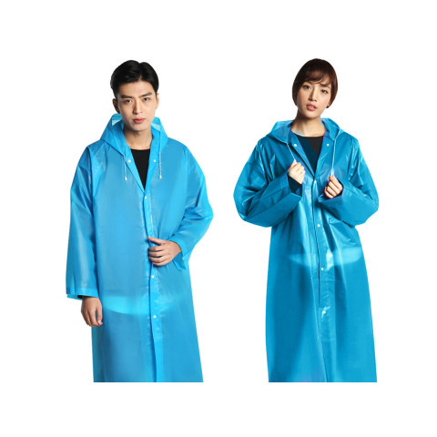 Плащ дождевик с капюшоном синий.