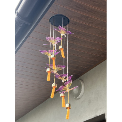 Подвесной светильник светодиодный гирлянда Бабочки на солнечной батарее