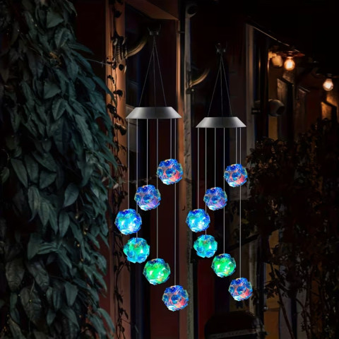 Садовая подвесная лампа Пули музыка ветра 6 LED HB-1026 на солнечной батарее разноцветная