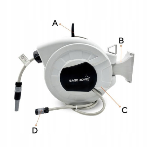 Автоматична настінна котушка BASEHOME із садовим шлангом 20м