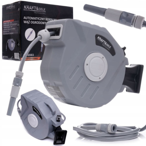 Автоматична настінна котушка для садового шланга 20 м Kraft&Dele