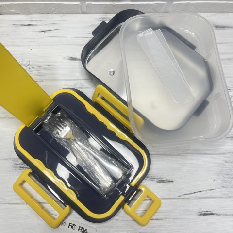 Электрический ланчбокс с подогревом 220В/12В 1400 мл от сети и авто серый