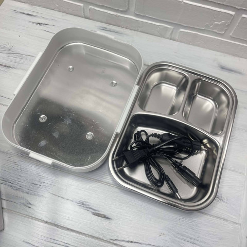 Электрический ланчбокс с подогревом 220В/12В 1400 мл от сети и авто серый