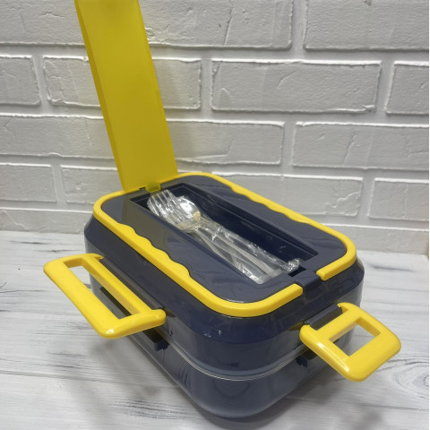 Электрический ланчбокс с подогревом 220В/12В 1400 мл от сети и авто серый