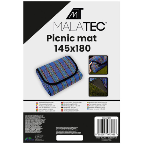 Коврик для пикника 145 х 180 см синий MALATEC