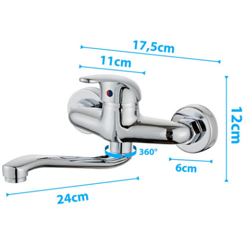 Настінний поворотний змішувач для раковини SP-SWIVEL-3
