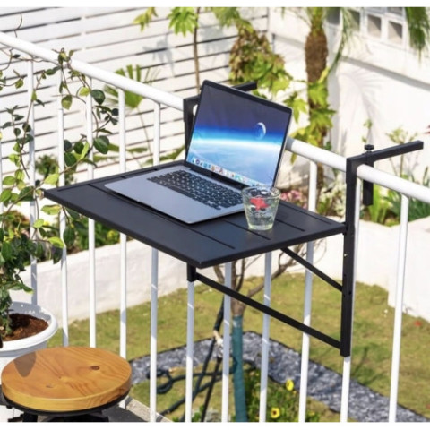 Складання балконний стіл 60 x 40 см чорний