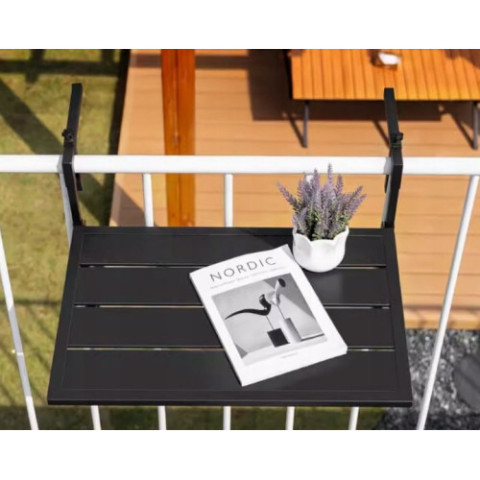 Складання балконний стіл 60 x 40 см чорний