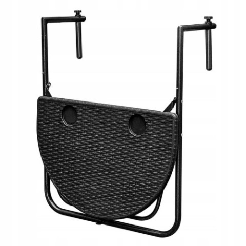 Складний напівкруглий балконний стіл 64 x 60 x 83 см чорний