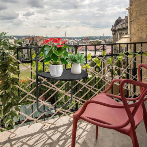 Складний напівкруглий балконний стіл 64 x 60 x 83 см чорний