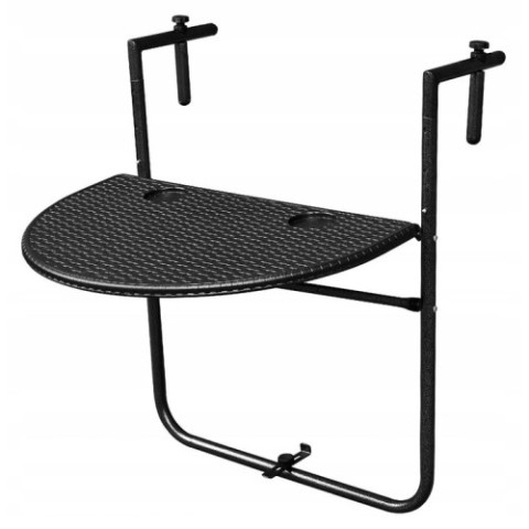 Складний напівкруглий балконний стіл 64 x 60 x 83 см чорний