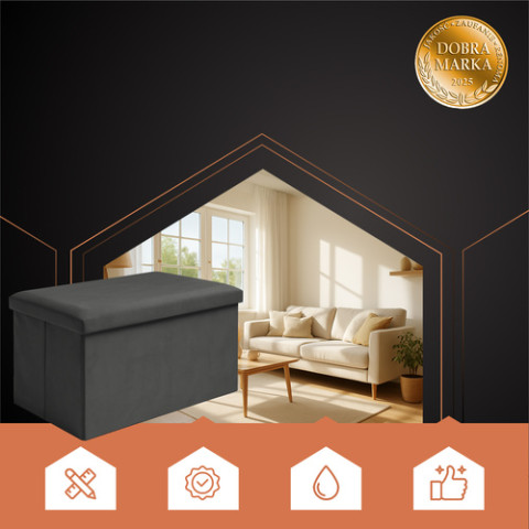 М’який пуф з оксамиту 60x30x30 см Ruhhy чорний