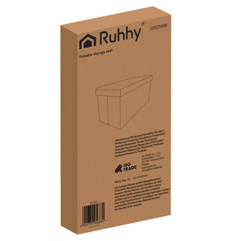 М’який пуф з оксамиту 60x30x30 см Ruhhy чорний