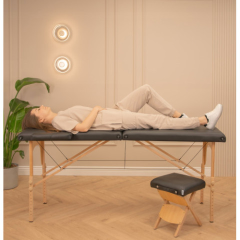 Масажний складний стіл 185 х 70 см чорний