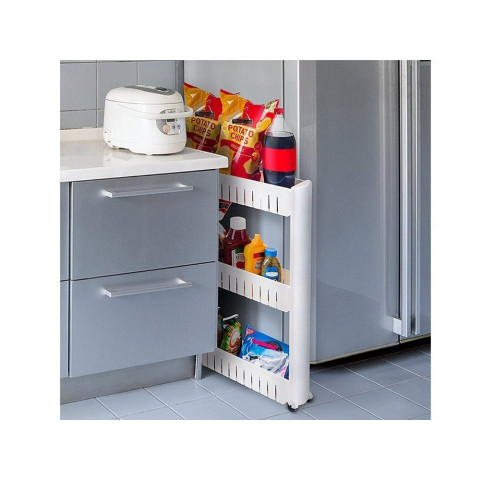 Полка для ванной комнаты и кухни Ruhhy, на колесах белая