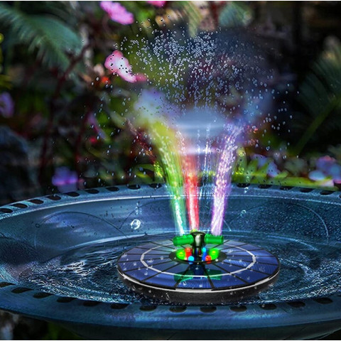 Садовый фонтан на солнечных батареях Q33B плавающий RGB (Польша)