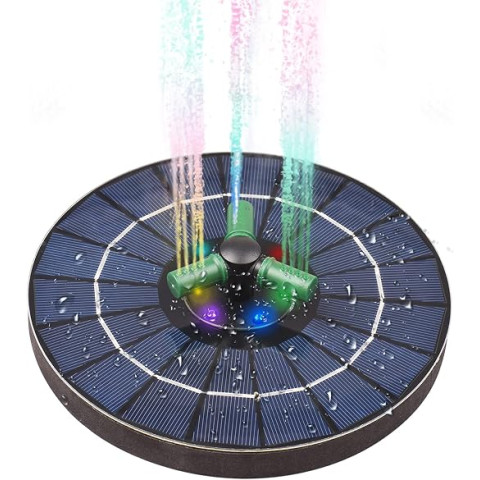 Садовый фонтан на солнечных батареях Q33B плавающий RGB (Польша)