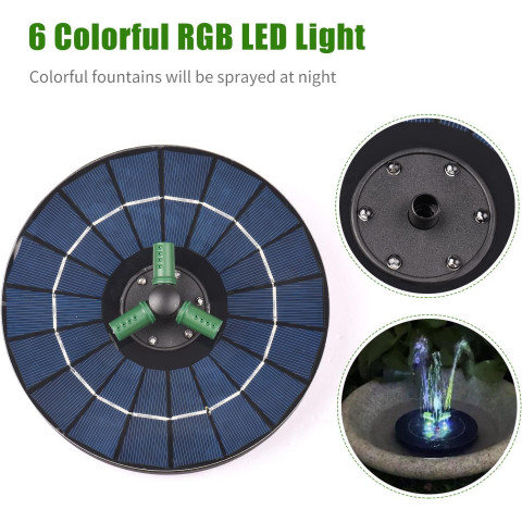 Садовый фонтан на солнечных батареях Q33B плавающий RGB (Польша)