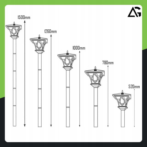 Садовый светильник ARSA_GO на солнечной батарее 150 см