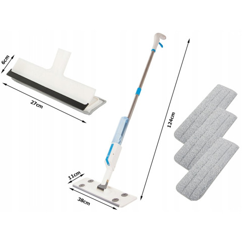 Швабра з розпилювачем 2 в 1 та скребок для миття вікон 3 моп насадки