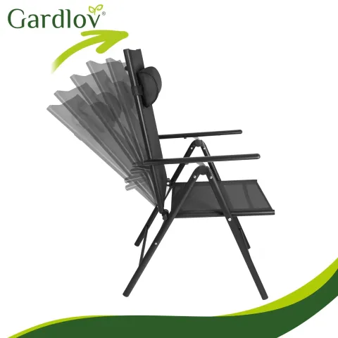 Чорний розкладний садовий стілець Gardlov, 2 шт.