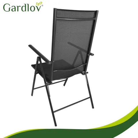 Чорний розкладний садовий стілець Gardlov, 2 шт.