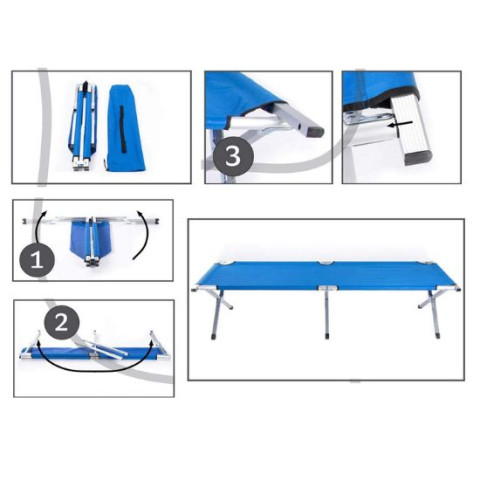 Металеве розкладне ліжко 187 см х 70 см синій