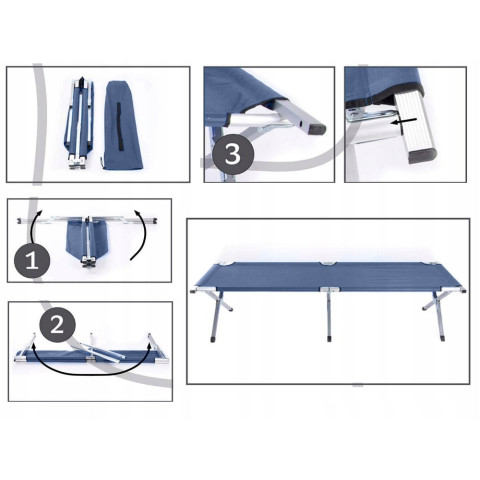 Металеве розкладне ліжко 187 см х 70 см темно синій