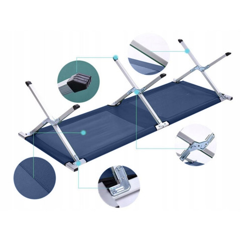 Металеве розкладне ліжко 187 см х 70 см темно синій