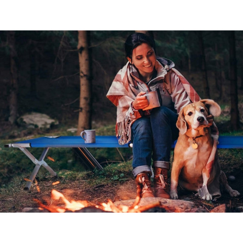 Металеве розкладне ліжко 187 см х 70 см темно синій