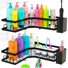 Кутова настінна полиця для ванної кімнати 2 шт Ruhhy 27092 чорна